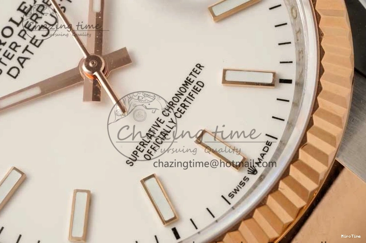 MiroTime 0508 Seasonal DateJust 36mm SS RG DIWF 1:1 Best Edition 904L Steel White Stick Dial on Jubilee Oyster SA 2306